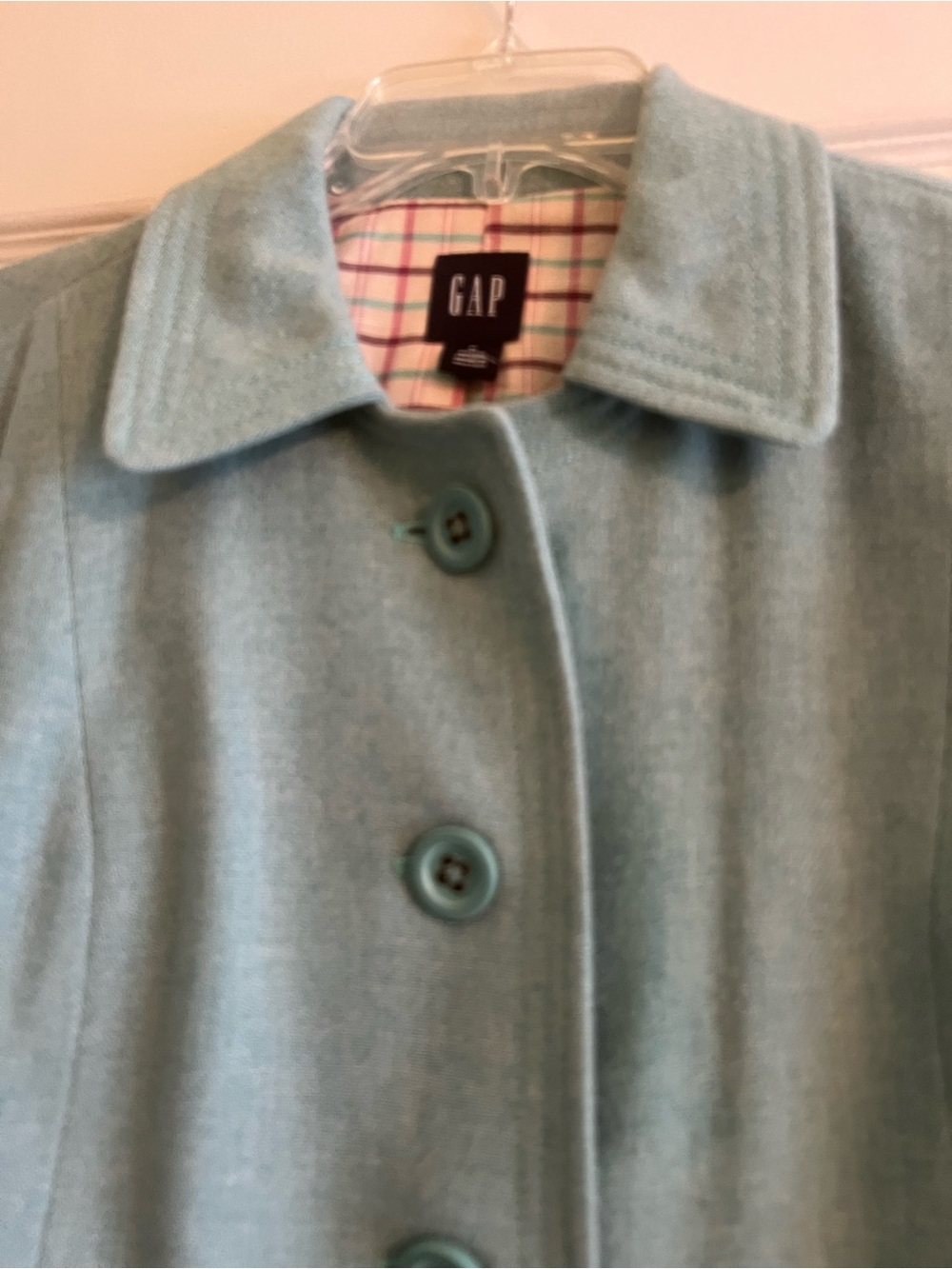 GAP Women's Light Aqua Wool Button-Front Jacket